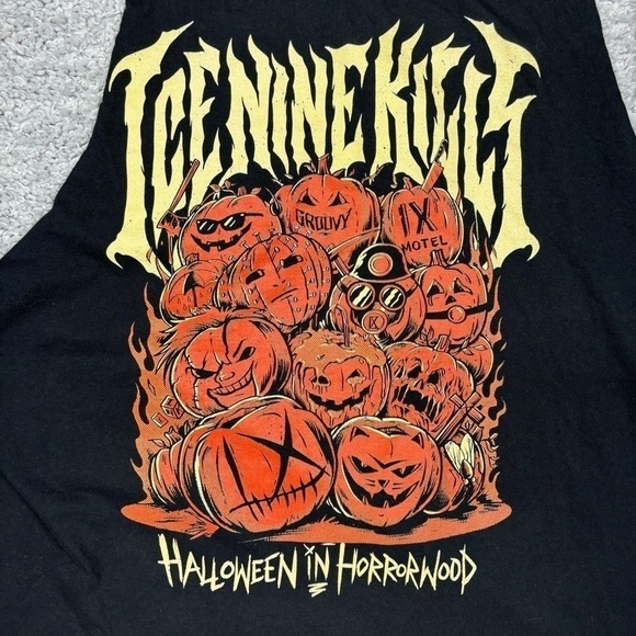 Ice Nine Kills Mens Extra Large Sleeveless Cut Off Band Metal Pumpkins - Picture 2 of 3